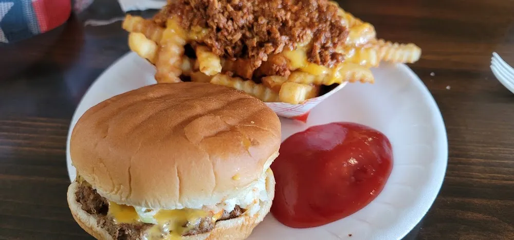 Cheese Burger and Rodeo Fries