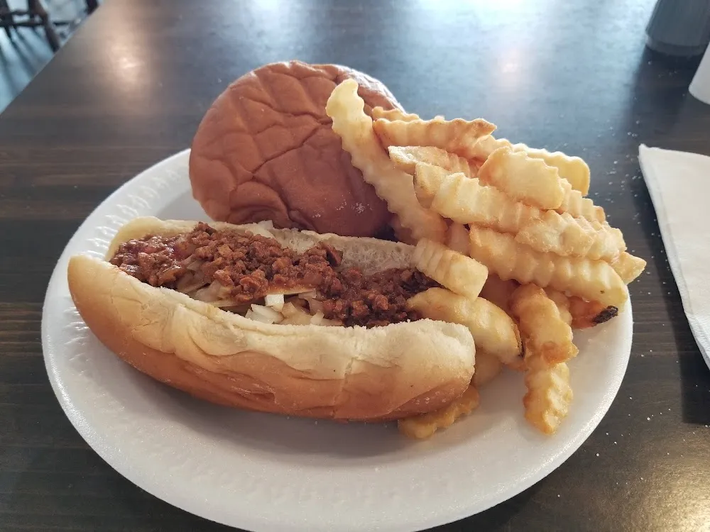 Cheese Burger Hotdog and French Fries